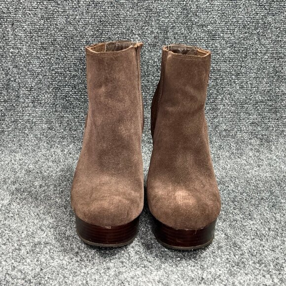 Michael Kors Wedge Booties Women's Size 7 Brown Suede Pull On Chelsea Ankle Boot - Picture 2 of 12